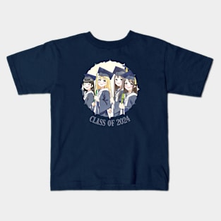 Anime Girls Graduating Class 2024 Kids T-Shirt